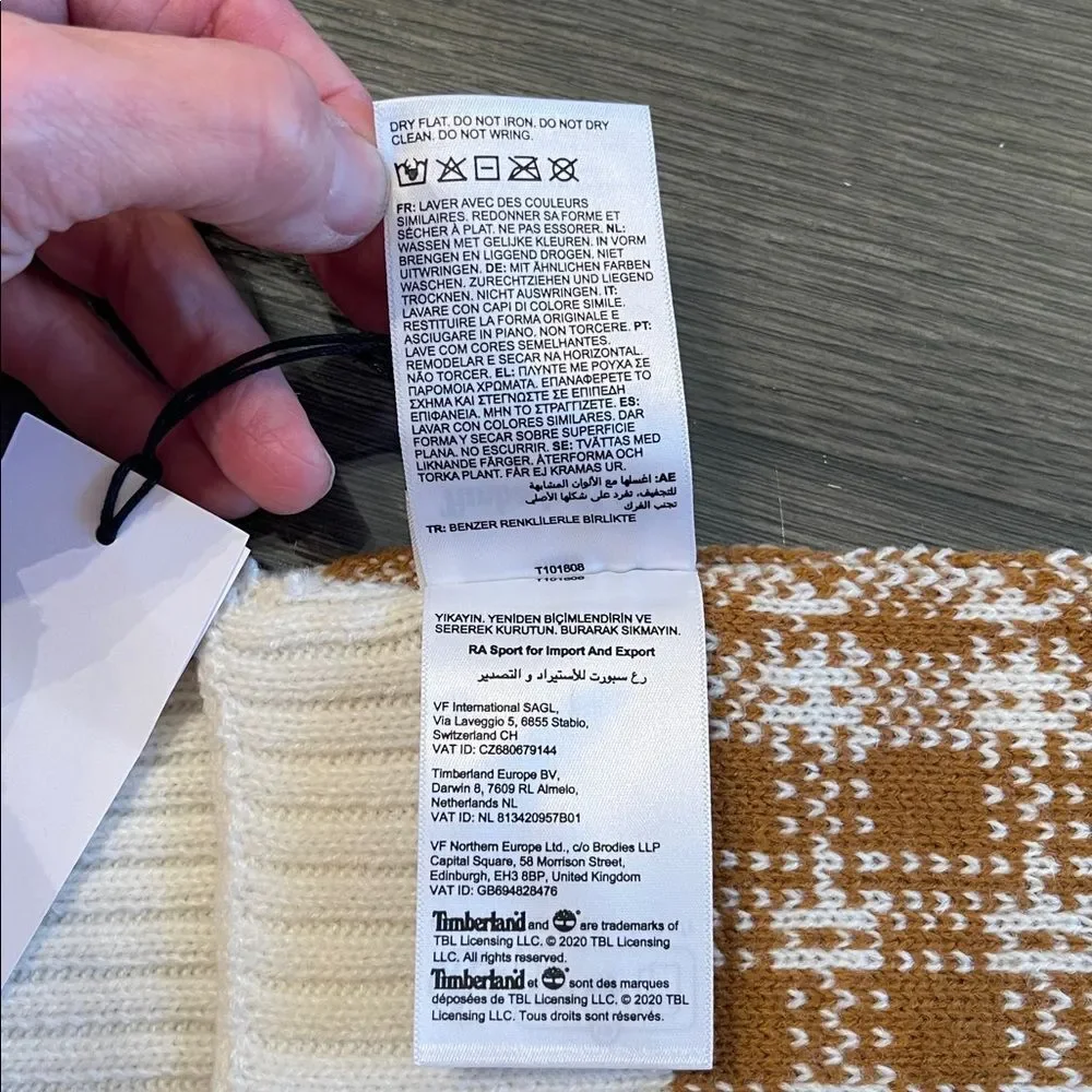 Timberland Acrylic Wheat Brown & Cream Plaid Scarf NWT Buffalo Plain Lumberjack
